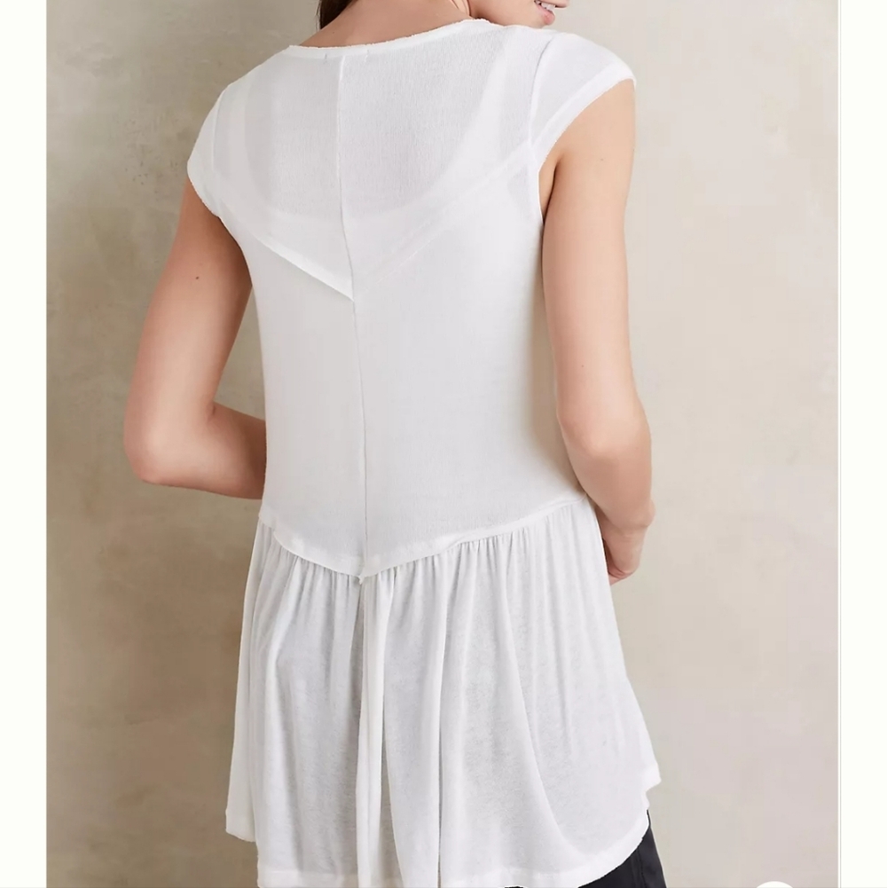 Anthropologie Postage Stamp Peplum Swing Tee Medium - Picture 2 of 6